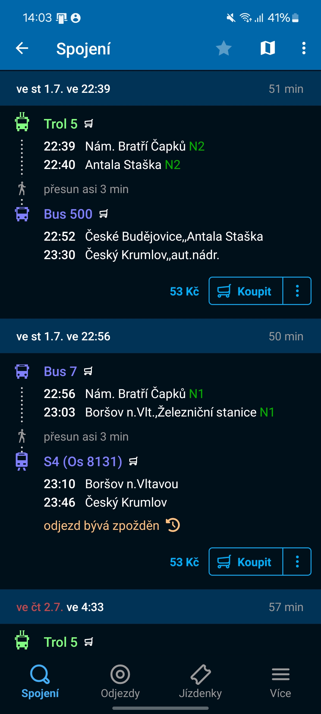 Prodej jízdenek IDESKA - spojení