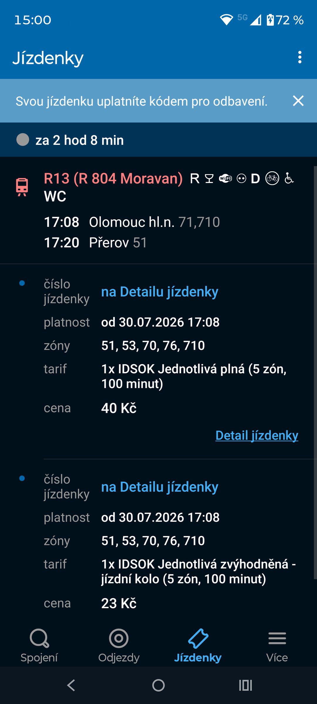 Prodej jízdenek IDSOK - jízdenky